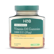 Holland & Barrett Vegan Vitamin D  1000 I.U (25ug) Orange Flavour 30 Gummies