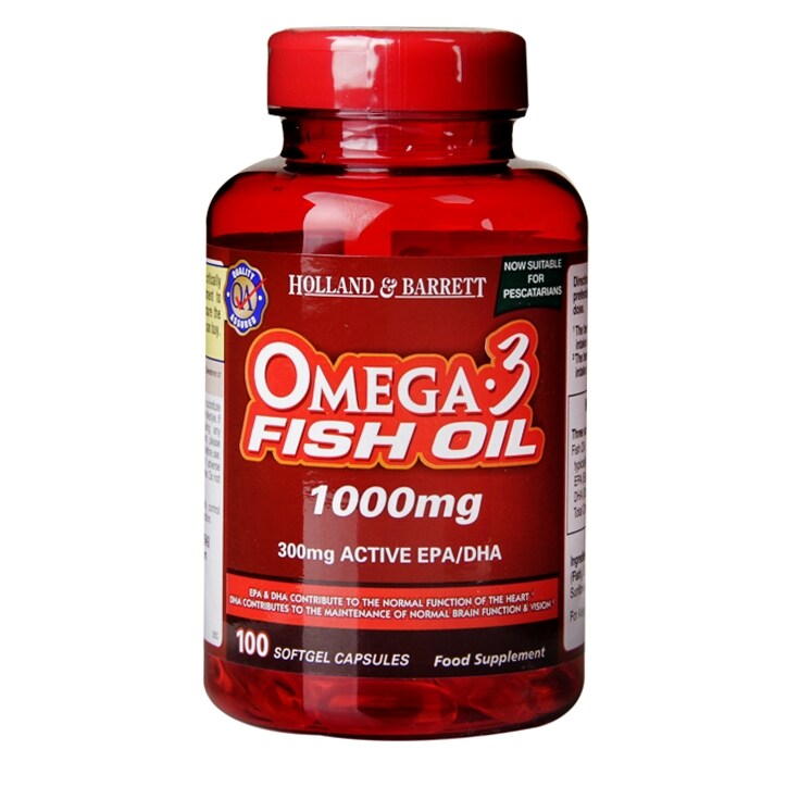Holland & Barrett Omega 3 Fish Oil 1000mg 100 Softgel Capsules