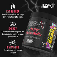 Image 3 for Shred X Fat Burner - Abe All Black Everything Fat Burner, Thermo Weight Management (300G - 30 Servings) (Sour Gummy Bear)