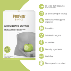 Image 2 for Pro-ven Biotics Acidophilus & Bifidus With Digestive Enzymes 30 Capsules