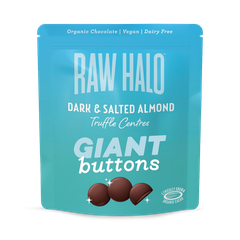 Image 1 for Organic Vegan Giant Chocolate Buttons Dark & Salted Almond 90g