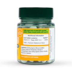 Image 3 for Vitamin D3 400 I.U. 10ug 240 Tablets