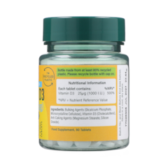 Image 2 for Vitamin D 1000 I.U. 25ug 90 Tablets