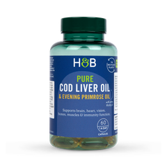 Image 1 for Pure Cod Liver Oil with Evening Primrose Oil 500mg 60 Capsules