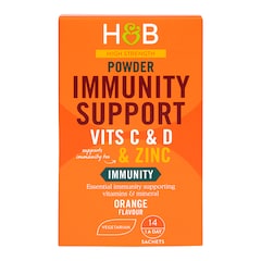 Holland & Barrett High Strength Immunity Support Powder Vits C & D & Zinc 14 Sachets