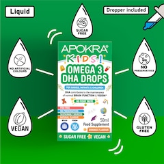 APOKRA Kids Vegan Omega 3 DHA Drops No Fishy Taste 50ml