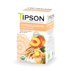 Organic Ashwagandha Ginger & Peach (25 Enveloped Tea Bags)