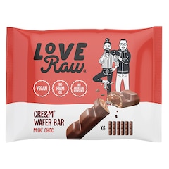 LoveRaw Vegan M:lk Choc Wafer Bar Mult-Pack 6 x 21.5g