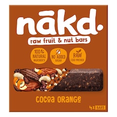 Nakd Raw Fruit & Nut Bars Cocoa Orange 4 x 35g