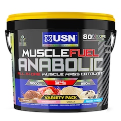 USN Muscle Fuel Anabolic Variety Pack Chocolate, Strawberry, Vanilla & Cookies 4kg
