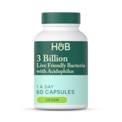 Live Friendly Bacteria with Acidophilus 3 Billion 60 Capsules