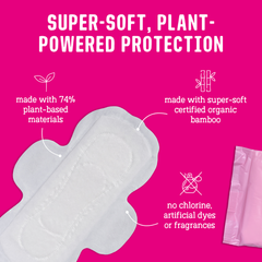 Image 2 for Bamboo Day Period Pads with Wings - Super Absorbent, Soft, Thin (88 Pads)