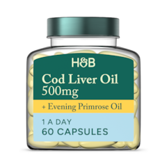 Pure Cod Liver Oil with Evening Primrose Oil 500mg 60 Capsules