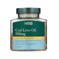 Pure Cod Liver Oil with Evening Primrose Oil 500mg 60 Capsules