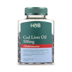 Pure Cod Liver Oil & Multivitamins 500mg 180 Capsules