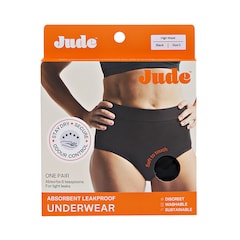 Absorbent Leak Proof Underwear, Black, High Waist, Small