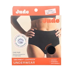 Absorbent Leak Proof Underwear, Black, High Waist, Size Medium