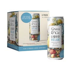 Grass&Co. Liquid Relax (Peach, Chamomile & Reishi) Functional Sparkling Drinks 4x 250ml