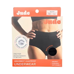 Absorbent Leak Proof Underwear, Black, High Waist, Size Large