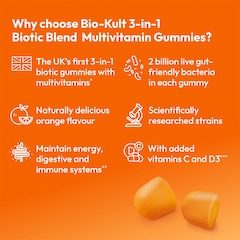 3-in-1 Biotic Blend Multivitamin for Adults Orange Flavoured 30 Gummies