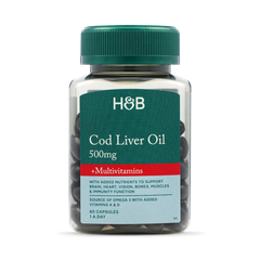 Image 1 for Cod Liver Oil & Multivitamins 500mg 60 Capsules