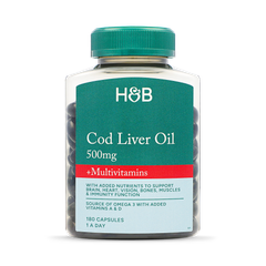 Image 1 for Cod Liver Oil & Multivitamins 500mg 180 Capsules