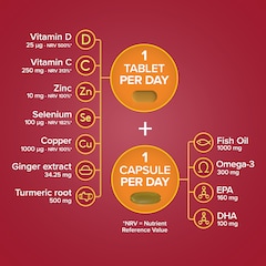 Image 4 for Omega-3 Fish Oil & Immunity 30 Tablets & 30 Capsules (1 Month Supply)