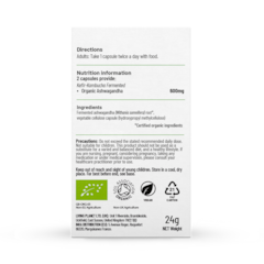 Image 2 for Organic Fermented Ashwagandha 60 Capsules