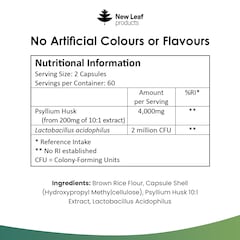 Image 2 for Psyllium Husk With Acidophilus Capsules Food Supplement 120 Capsules
