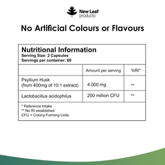 Image 3 for Psyllium Husk With Acidophilus Capsules Food Supplement 120 Capsules
