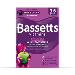 Image 1 for Vitamins 3-6 Omega-3 & Multivitamins Blackcurrant 30 Gummies