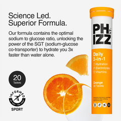 Image 2 for Daily Energy 3-In-1 Formula, Hydration, Electrolytes & Vitamins Effervescent Tablets Orange 20 Tablets