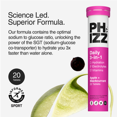 Image 3 for Daily Energy 3-In-1 Formula, Hydration, Electrolytes & Vitamins Effervescent Tablets Apple & Blackcurrant 20 Tablets