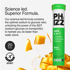 Image 3 for Daily Energy 3-In-1 Formula, Hydration, Electrolytes & Vitamins Effervescent Tablets Mango 20 Tablets
