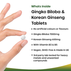 Image 2 for Ginkgo Biloba, Korean Ginseng Tablets 120 tablets