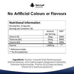 Image 2 for Taurine Capsules 120 capsules