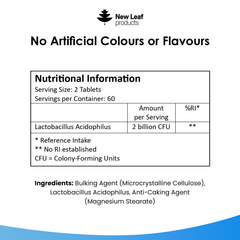 Image 2 for Probiotic Lactobacillus Acidophilus Tablets 120 tablets