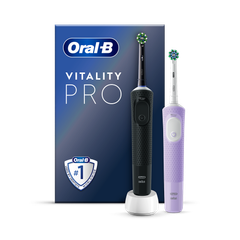 Image 1 for Oral-B Vitality PRO Electric Rechargeable Toothbrush Black & Lilac (Duo Pack)