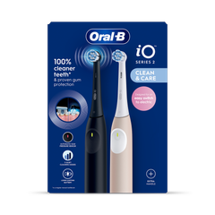 Image 2 for Oral-B iO2 Rechargeable Night Black & Calm Pink Toothbrush Duo Pack