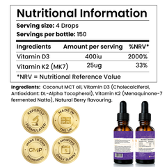 Image 3 for Vitamin D3 + K2 Drops – Natural Berry 30ml