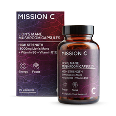 Image 1 for Mission C Lion’s Mane Capsules 8000mg with Vitamin B6 & B12 60 Vegan Capsules