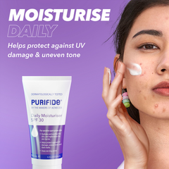 Image 2 for by Acnecide Daily Moisturiser UVA + UVB SPF 30, 24 Hour Hydration, 50ml