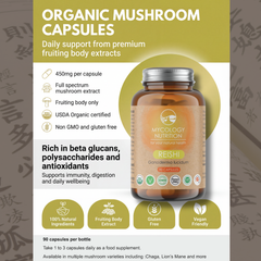 Image 2 for Organic Reishi 450mg 90 Capsules