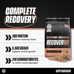 Image 3 for Recover90 Chocolate Recovery Protein Powder 30g Protein & 31g Carbs‚ - 14 Servings