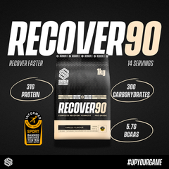 Image 2 for Recover90 Vanilla Recovery Protein Powder 31g Protein & 30g Carbs‚ - 14 Servings