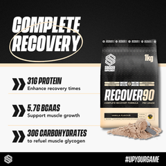 Image 3 for Recover90 Vanilla Recovery Protein Powder 31g Protein & 30g Carbs‚ - 14 Servings