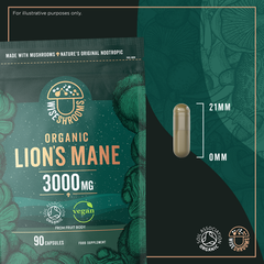 Image 5 for Organic Lions Mane 3000mg - Vegan 90 Capsules
