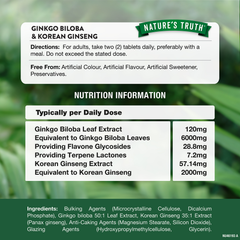 Image 3 for Gingko Biloba 6000mg & Korean Ginseng 2000mg 60 Tablets