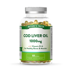 Image 1 for Natures Truth Cod Liver Oil 1000mg w/ Vitamin D+A  - 60 Softgels 60Softgel