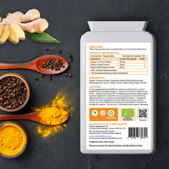 Image 2 for Organic Turmeric Curcumin, Ginger with Black Pepper 720mg - 120 Vegan & Vegetarian Capsules